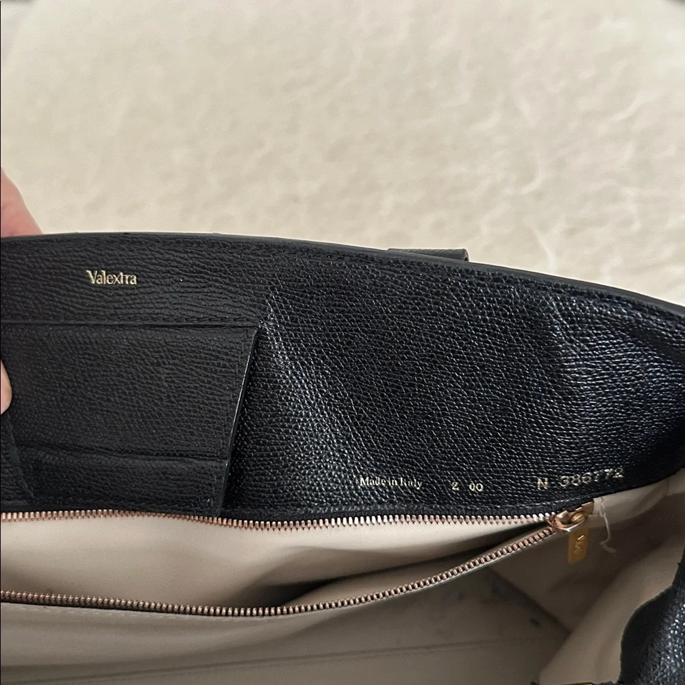Valextra Black Leather Tote Bag Made in Italy | Structured Minimal Designer Bag - Picture 10 of 14